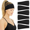Picture of Huachi Black Buttery Soft Headbands - Athletic Hair Bands for Women's Workout, Yoga, and Exercise