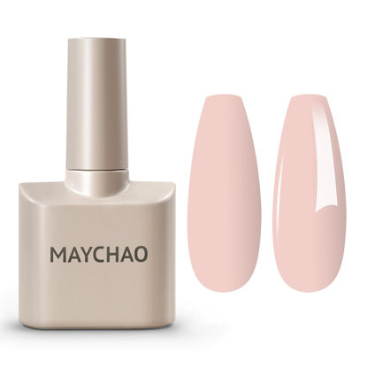 Picture of MAYCHAO 15ML Light Pink Gel Nail Polish 1Pc Peach Pink Gel Polish Soak Off UV LED Nail Polish Nail Art Starter Manicure Salon DIY at Home, 0.5 OZ