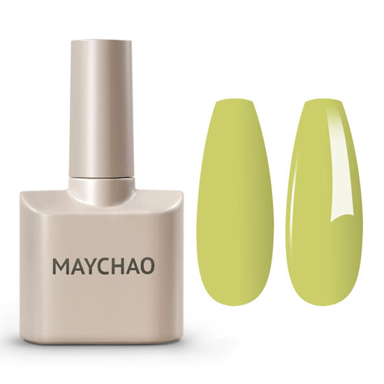 Picture of MAYCHAO 15ML Green Gel Nail Polish 1Pc Kiwi Green Gel Polish Soak Off UV LED Nail Polish Nail Art Starter Manicure Salon DIY at Home, 0.5 OZ