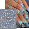 Picture of 5D Embossed Ocean Life Nail Art Stickers Decals Self Adhesive Seashell Starfish Nail Decals Sea Creature Designs Summer Nail Stickers Marine Life Manicure Sliders for Women DIY Nail Art Decorations