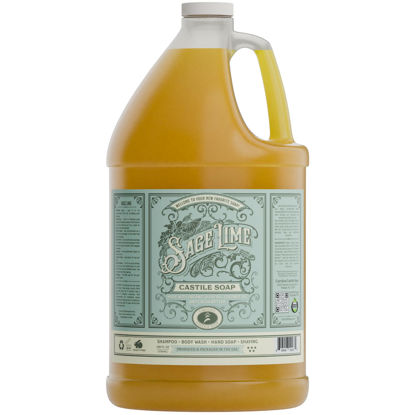 Picture of Carolina Sage Lime Castile Soap Liquid - Skin-Softening Olive Oil Soap Organic Body Wash - Pure Castile Soap Sage Lime Liquid Soap - Vegan Castile Soap Liquid (Sage Lime, 1 gallon)