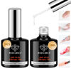 Picture of modelones 9 in One Nail Glue Base Coat Nail Polish Set Brush On Gel Nail Glue 15 ml for Rhinestone, False Nails, Base Gel, Blooming Nail Art Gel Nail Kit for Acrylic Nails U V Lamp Needed