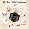 Picture of modelones 9 in One Nail Glue Base Coat Nail Polish Set Brush On Gel Nail Glue 15 ml for Rhinestone, False Nails, Base Gel, Blooming Nail Art Gel Nail Kit for Acrylic Nails U V Lamp Needed