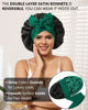 Picture of Satin Bonnet for Women Silk Bonnets for Sleeping Curly Hair Bonnet with Elastic Tie Band Reversible Double Layer Sleep Cap Hair Wrap (Black + Green)