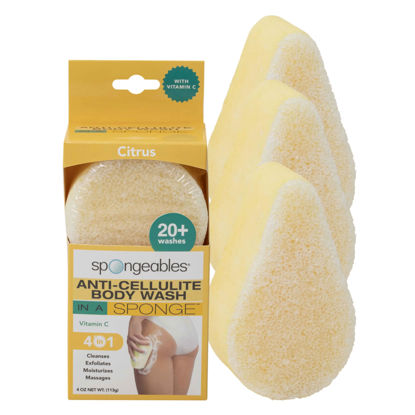 Picture of Spongeables Anti Cellulite Body Wash in a 20+ Wash Sponge, Citrus, 3 Count