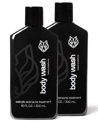 Picture of Black Wolf Charcoal Powder Body Wash for Men- 10 Fl Oz, 2 Pack- Charcoal Powder and Salicylic Acid Reduce Acne Breakouts and Cleanse Your Skin- Rich Lather for Full Coverage and Deep Clean