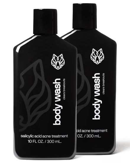 Picture of Black Wolf Charcoal Powder Body Wash for Men- 10 Fl Oz, 2 Pack- Charcoal Powder and Salicylic Acid Reduce Acne Breakouts and Cleanse Your Skin- Rich Lather for Full Coverage and Deep Clean