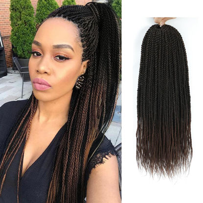 Picture of 7 Packs Senegalese Twist Crochet Hair for black women 14 Inch Twist Crochet Braids For Black Women Omber Braiding Hair Small Crochet Hair Hot Water Setting(1B/30)…