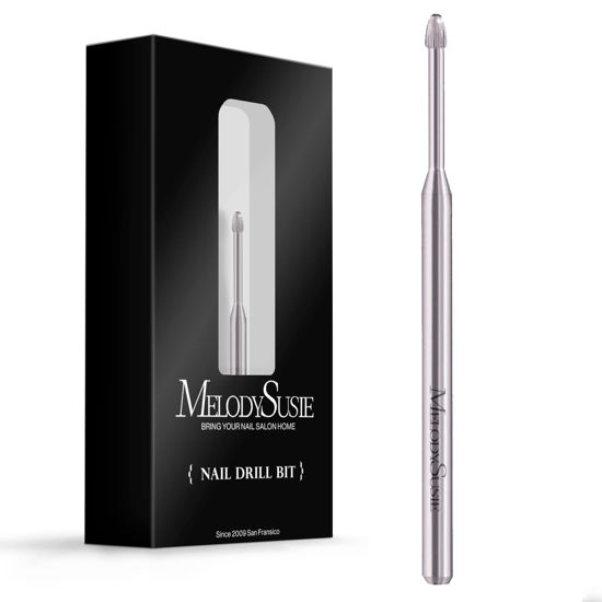 Picture of MelodySusie Cuticle Clean Nail Drill Bit 3/32'', Professional Safety Carbide Under Nail Cleaner Nail Bit for Cuticle Dead Skin Nail Prepare, Two Way Rotate, Manicure Nail Salon Supply(Silver, Fine)