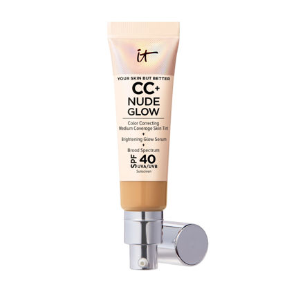 Picture of IT Cosmetics CC+ Nude Glow Lightweight Foundation + Glow Serum with SPF 40 - With Niacinamide, Hyaluronic Acid & Green Tea Extract - Tan Warm - 1.08 fl oz