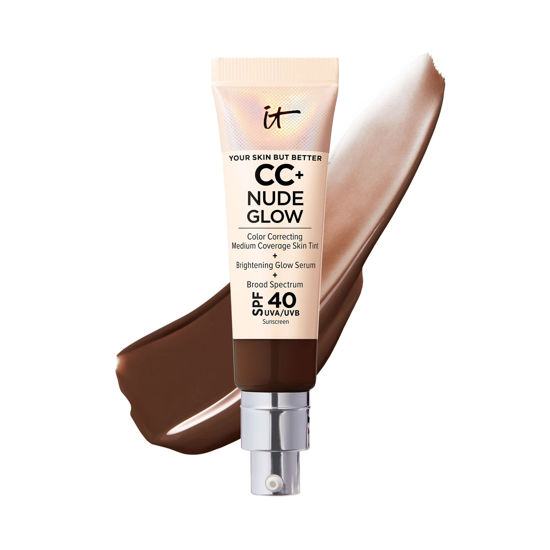 Picture of IT Cosmetics CC+ Nude Glow Lightweight Foundation + Glow Serum with SPF 40 - With Niacinamide, Hyaluronic Acid & Green Tea Extract - Deep Mocha - 1.08 fl oz