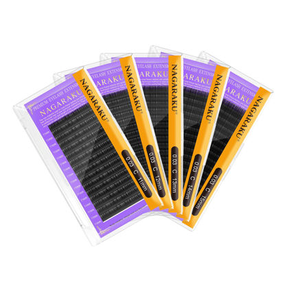 Picture of NAGARAKU 5 Trays Eyelash Extensions 0.03mm C curl 11/12/13/14/15mm in 1 pack Classic Individual Lashes Soft Natural Professional Faux Mink 16 rows