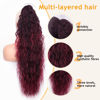 Picture of ORSUNCER Ponytail Extension Claw 30" Curly Pony Tail Clip in Claw Hair Extensions Fluffy Natural Looking Synthetic Hairpiece for Women Omber Burgundy