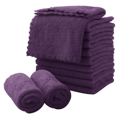 Picture of Microfiber Facial Cloths Fast Drying Washcloth 12 pack - Premium Soft Makeup Remover Cloths - Grape Purple