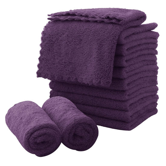 Picture of Microfiber Facial Cloths Fast Drying Washcloth 12 pack - Premium Soft Makeup Remover Cloths - Grape Purple