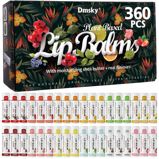 Picture of Dmsky Lip Balm Bulk, Fruit Lip Balm Variety Pack, Hydrating Lip Balm for Men Women Kids, 0.15 Oz, 360 count (Pack of 1)