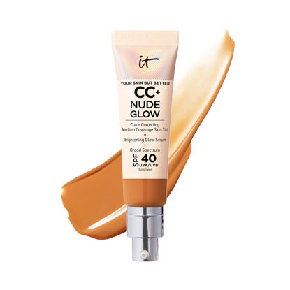 Picture of IT Cosmetics CC+ Nude Glow Lightweight Foundation + Glow Serum with SPF 40 - With Niacinamide, Hyaluronic Acid & Green Tea Extract - Tan Rich - 1.08 fl oz