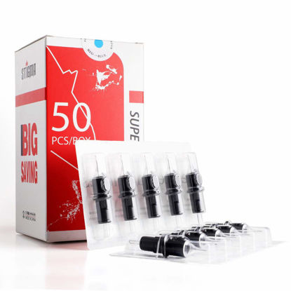 Picture of STIGMA #12(23RM) Standard Disposable Tattoo Needle Cartridges with Membrane Safety Cartridges for Tattoo Artists Curved/Round Magnum Shader Soft Edge 50Pcs Super Value Pack EN05-50-1223RM