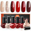 Picture of modelones Nail Polish 6 Colors Red Nude Gold Glitter Nail Polish Quick Dry Burgundy Sparkle Mini Nail Polish Set Spring Valentines Day Manicure DIY Nail Art Salon Home Gift For Women Girl