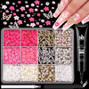 Picture of 3D Nail Charms and Gems Set 2 with Rhinestone Glue, 20PCS Gold and Silver Chunky Butterfly Nail Charms, 3D Flowers for Nails, Flatback Crystals and Pearls + Diamonds + Picker Tool for Y2K Nail Decor