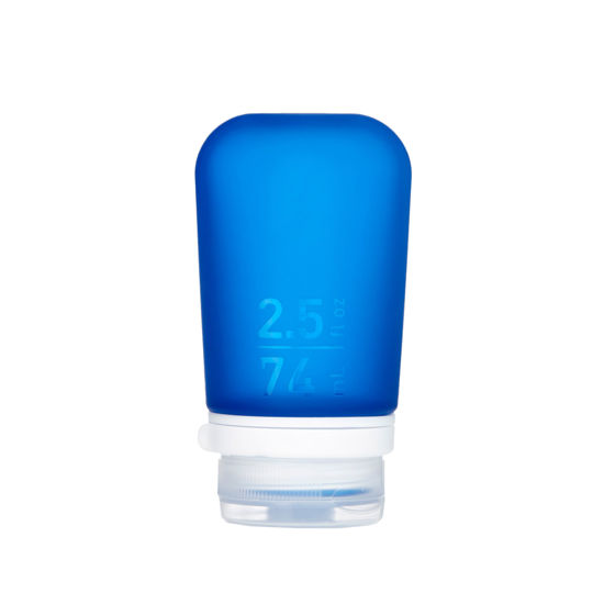 Picture of humangear GoToob+ (Medium) | Refillable Silicone Travel Bottle | Locking Lid | Food-Safe Material | Dark Blue, Medium (2.5 fl.oz.; 74ml)