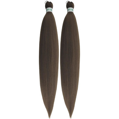 Picture of Leticia Flax Brown Braiding Hair Pre stetched Kanekalon Braiding Hair Extensions