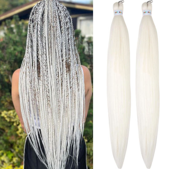 Picture of Leticia Cream White Braiding Hair Pre Stretched Kanekalon Prestretched Braiding Hair