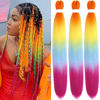 Picture of Leticia Rainbow Braiding Hair Pre stretched Human Braiding Hair Rainbow Kanekalon Braiding Hair Extensions