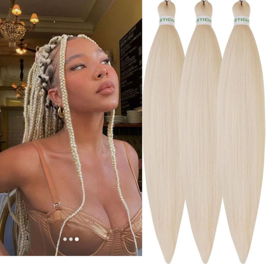 Picture of Leticia Blonde Braiding Hair Pre stretched 30Inch Long Blonde Kanekalon Braiding Hair Pre stretched Braid Hair