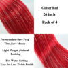 Picture of Red Tinsel Braiding Hair Pre stretched Glitter Tinsel Hair Kanekalon Prestretched Braiding Hair Sparkle Tinsel Ez Braid Braiding Hair