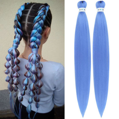 Picture of Leticia Sky Blue Braiding Hair Pre stretched 30 Inch Long Kanekalon Braiding Hair Pre stretched Braid Hair