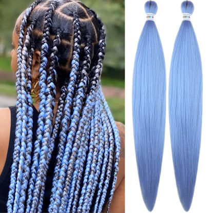 Picture of Leticia Sky Blue Braiding Hair Pre Stretched Kanekalon Prestretched Braiding Hair