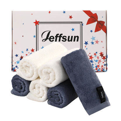 Picture of Wash Cloths 6 Pack, Super Soft and Gentle Face Towel on Sensitive Skin, Reusable Makeup Remover Eraser, 13x13 inch Large Washcloths for Face and Body, Easy to Clean Slate Blue Facial Cleaning Cloths