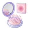 Picture of RHOS Hair Brush with Mirror for Women, Girls - Compact Folding Brush with Soft Nylon Bristles and Mirror - Portable Hair Brush for Travel (Purple)