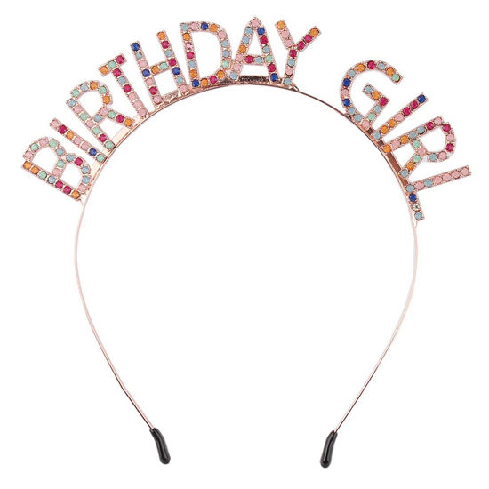 Picture of AOPRIE Birthday Girl Headband Baroque Birthday Tiara for Women Girls Happy Birthday Princess Crown Rhinestone Happy Birthday Accessories