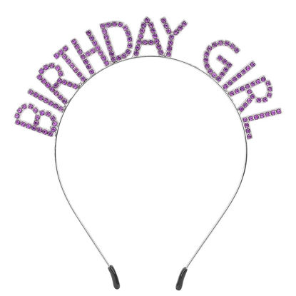 Picture of AOPRIE Deep Purple Birthday Tiara for Women Girls Princess Crown Rhinestone Birthday Accessories