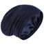 Picture of Silk Satin Lined Bonnet Sleep Cap - Adjustable Stay on All Night Hair Wrap Cover Slouchy Beanie for Curly Hair Protection for Women and Men - Solid Navy