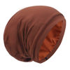 Picture of Silk Satin Lined Bonnet Sleep Cap - Adjustable Stay on All Night Hair Wrap Cover Slouchy Beanie for Curly Hair Protection for Women and Men - Solid Caramel