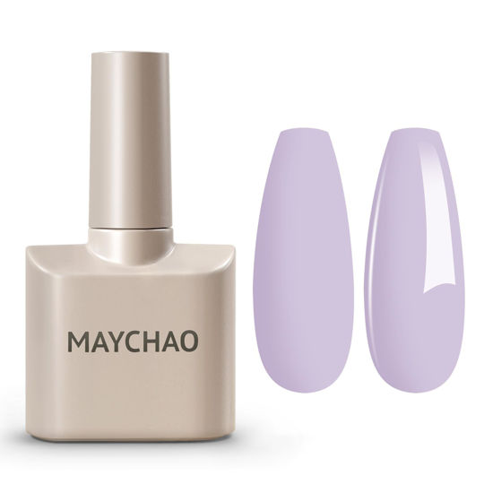Picture of MAYCHAO 15ML Lilac Purple Gel Nail Polish 1Pc Gentle Purple Gel Polish Soak Off UV LED Nail Lamp Curing Nail Polish Gel for Nail Art Manicure Salon DIY at Home, 0.5 OZ