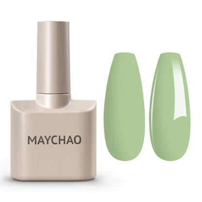 Picture of MAYCHAO 15ML Gel Nail Polish 1Pc Milky Green Gel Polish Soak Off UV LED Nail Lamp Curing Nail Polish Gel for Nail Art Manicure Salon DIY at Home, 0.5 OZ