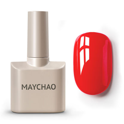 Picture of MAYCHAO 15ML Gel Nail Polish 1Pc Red Gel Polish Soak Off UV LED Nail Polish Nail Art Starter Manicure Salon DIY at Home, 0.5 OZ