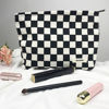 Picture of GUTGNK Women's Cosmetic Bag, Corduroy Checkerboard Travel Cosmetic Bag Small Cosmetic Bag Skin Care Cosmetic Changing Handy Bag Zipper Organizer