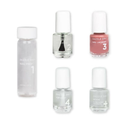 Picture of Dazzle Dry Mini Kit 4 Step System - Heart's Caress, a medium dusty rose. Full coverage cream. (5 Piece Kit / 5 Manicures)
