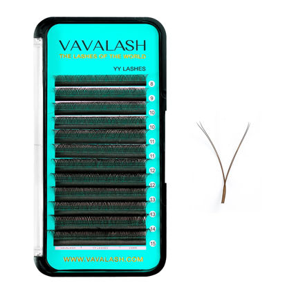 Picture of VAVALASH YY Lash Extensions Brown Color Tray Easy Premade Volume 2D Fans Eyelash Extension YY Type Natural Volume Lashes Extension Soft Matte Black Lashes (Brown-YY-0.07-C-8-15mm)