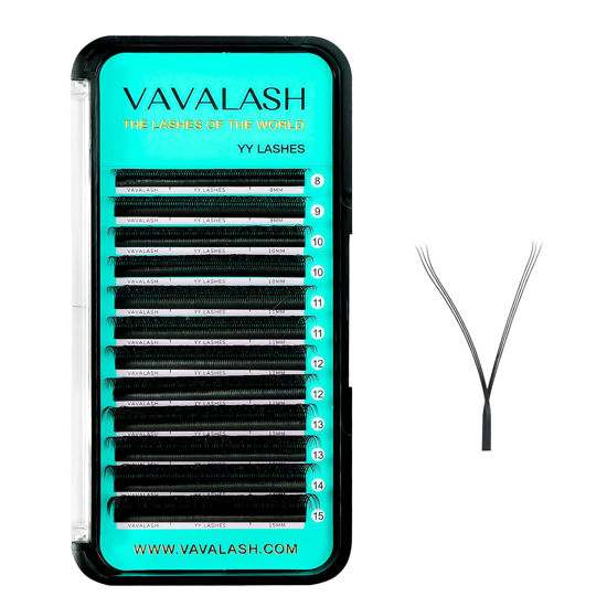 Picture of VAVALASH 3 Tips Triple YYY Lash Extensions D Curl 0.07mm Tray Easy Premade Volume 2D Fans Eyelash Extension YY Type Natural Volume Lashes Extension Soft Matte Black Lashes (YYY-0.07-D-8-15mm)