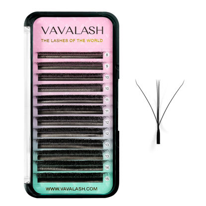 Picture of VAVALASH 3D Dual-core W Shape Eyelash Extension 3D W Premade Fans 0.07 C Curl Volume Lash Extensions Easy Fanning False Lashes Matte Black Premade Cluster W Lashes(Dual-core-3D-0.07-C-8-15mm）