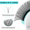 Picture of VAVALASH 3D Double Tips W Shape Eyelash Extension 3D WW Premade Fans 0.07 C Curl Volume Lash Extensions Easy Fanning False Lashes Matte Black Volume Premade Cluster W Lashes(WW-3D-0.07-C-8-15mm）