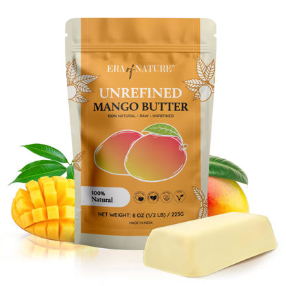 Picture of era of nature Organic Unrefined Raw MANGO BUTTER BLOCK Bulk, Skin Moisturizing, Use Alone or in DIY Body Butters, Soaps, Lotions and lip balm - 8oz