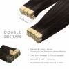 Picture of WENNALIFE Tape in Hair Extensions Human Hair, 20pcs 50g 24 inch Dark Brown Remy Hair Extensions Straight Human Hair Tape in Extensions Skin Weft Tape Extensions Human Hair