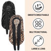 Picture of 2Pcs Bonnets for Black Women Braid Bonnet, Large Long Satin Bonnet for Braids, Silk Bonnet with Stretchy Tie Band Sleep Cap Hair (2Pcs-Black&Leopard)